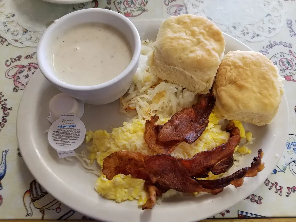 Biscuits and Gravy with Eggs and Bacon